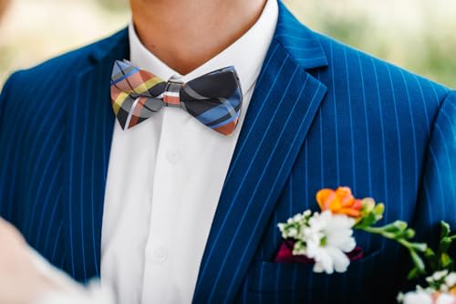 Image of HISDERN Bow Ties for Men Pretied Bowties Classic Formal Business Bow Tie Adjustable Tuxedo Bowtie for Wedding Party