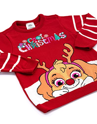 Paw Patrol Christmas Jumper Kids Girls Skye Rudolph Knitted Xmas Sweater2