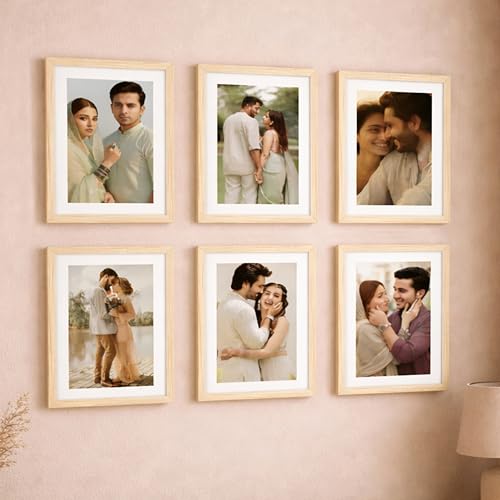 Image of Art Street Premium Photo Frame for living room, Classic Aesthetic Design Photo Frames for Photograph, Art Work, Kids Room Set of 6 (11x14 Inch, Beige)