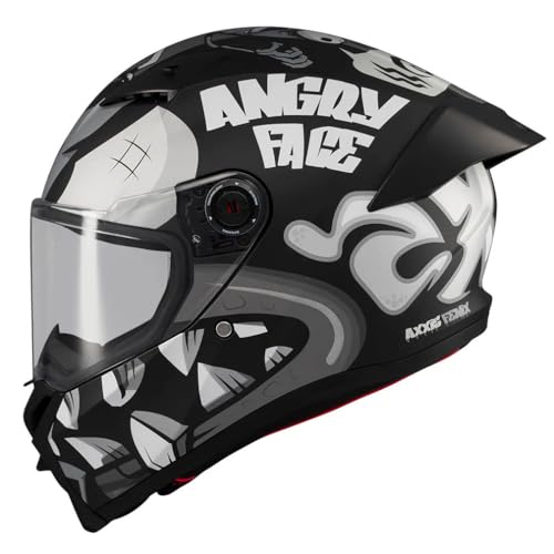 Casco AXXIS Fenix Angry Face Gris Mate - Casco de Moto Integral Unisex Hombre y Mujer - Homologado ECE 22.06 (L)