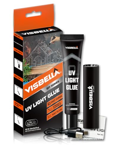 Visbella Kit de resina UV Light Glue con lámpara, adhesivo líquido endurecedor para manualidades endurecido en pocos segundos Fix Fill Seal Bond Repair para metal, madera, cerámica, vidrio, plástico