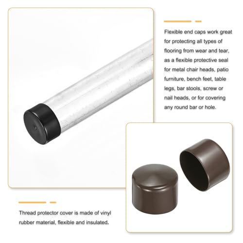 Image of uxcell 2pcs Rubber End Caps 63mm(2 1 /2 Inch) ID x 80mm(3 1 /8 Inch) H Vinyl Round Tube Bolt Cap Cover Screw Thread Protectors Brown