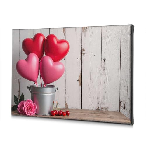Toile décorative de Pâques 40x60 cm avec ballons en cœur et cerises pour salle à manger