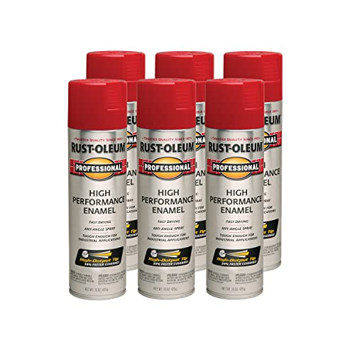 Image of Rust-Oleum 7564838-6PK Professional High Performance Enamel Spray Paint, 15 oz, Gloss Safety Red, 6 Pack