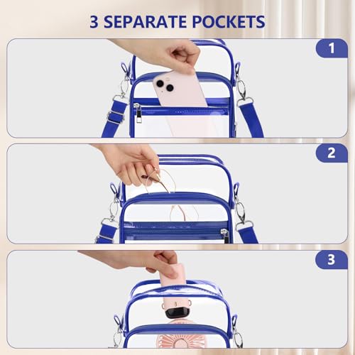 Image of Blvornl Clear Crossbody Bag with Adjustable Shoulder Strap, Stadium Approved PVC Purse Bag, Messenger Bag