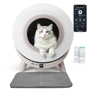 Nobleza – Arenero Autolimpiable Inteligente para Gatos con App, 80L Capacidad Ideal para Varios Gatos, Incluye Alfombra para Arena Gratis y 2 Rollos Bolsas de Basura, Inodoro Automático para Mascotas