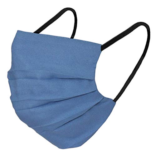 Preisvergleich Produktbild 3 x waschbare Gesichtsmasken aus 100% BAUMWOLLE - Hergestellt in Europa - Wiederverwendbare Ohrschlaufenabdeckung - Mundschutzmaske ohne medizinischen Schutz (Pastellblau)