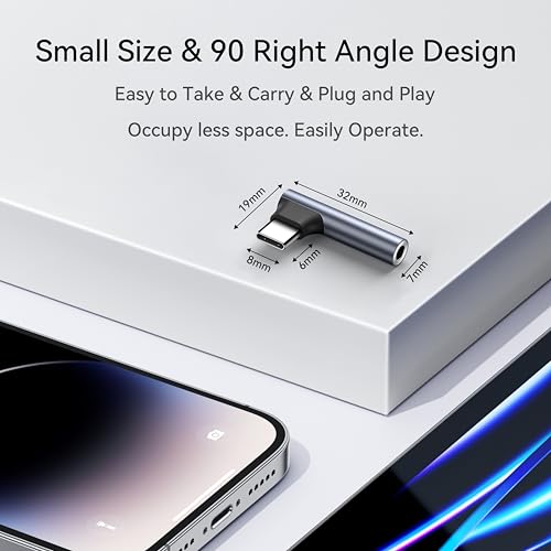 ZGCE Adaptador USB C a Jack 3.5mm Auriculares Micrófono 90 Grados para iPhone 16 Plus Pro MAX Samsung Galaxy S25 S24 S23 S22 S21Ultra,Huawei,Xiaomi - imagen 3
