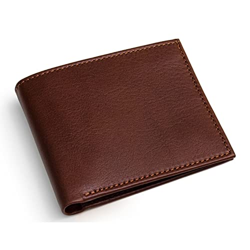 genuine leather italian men - Maruse Bifold Wallet - Slim Leather Wallet – Genuine Italian Calf Leather Wallet – Elegant and Classy – Versatile and Minimalist Wallet for Men – Convenient Interior Pockets – Exquisite Present, Brown