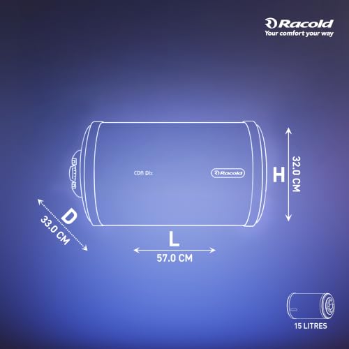Image of Racold CDR DLX 15ltr Horizontal (LEFT SIDE) Water Heater|Fits Under False Ceilings|Free Standard Installation & Pipes| Warranty:7 Yr Tank, 3 Yr Element, 2Yr Product