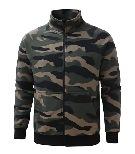 ROCK-IT Apparel I Veste de Sweat Homme avec Fermeture éclair et col Montant I Veste Premium pour Le Travail et Les Loisirs [Tailles S-5XL] Camouflage Vert...