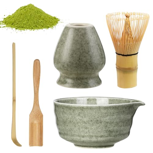 5 piezas Matcha kit,Con cuchara Matcha y soporte de agitador cerámico,Adecuado para principiantes y entusiastas de la ceremonia del té, es la mejor opción para dar regalos