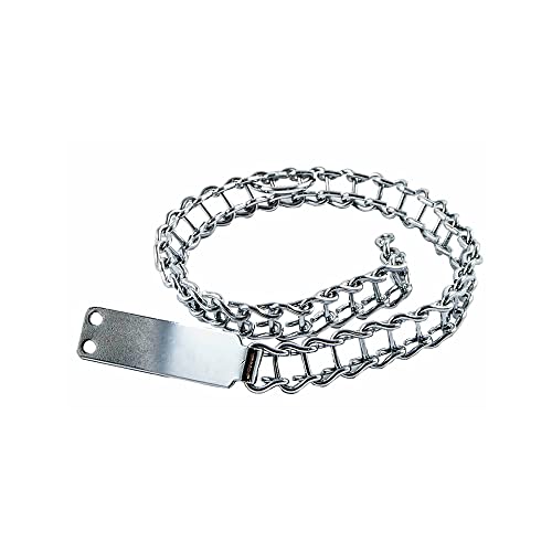 CG94 - Collare Robusto per Cani in Ferro Nichelato da 45cm tipo pesante | Maglia a Scaletta Regolabile | Targhetta Identificativa Incidibile, Argento, Ferro