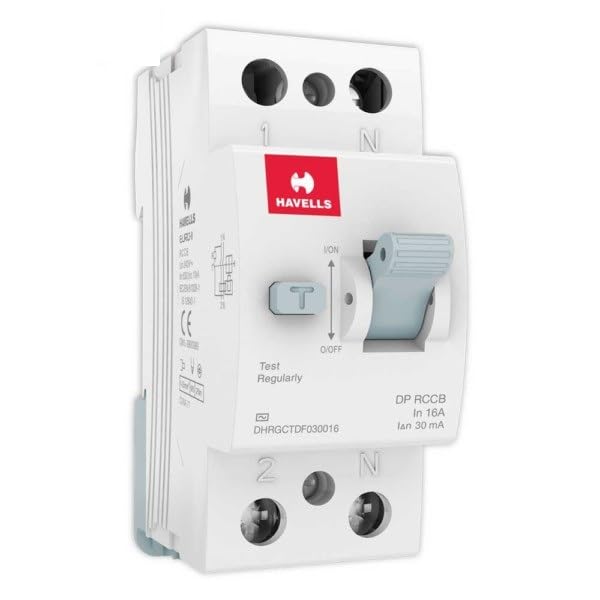 Havells DHRACMDF030016 RCCB AC Type Double Pole Circuit Breaker, PVC Base Model, White-image-12