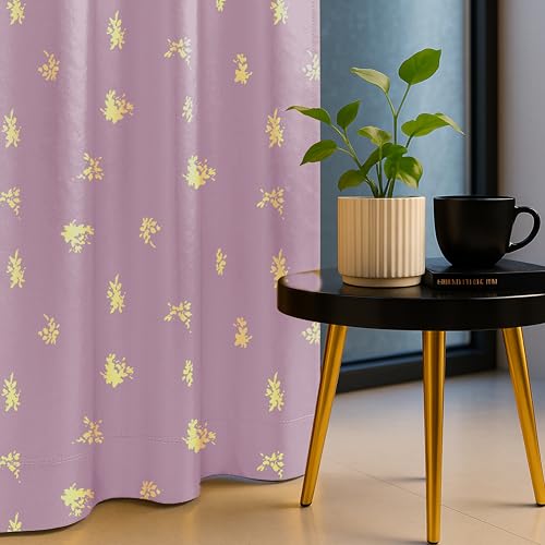 Image of Urban Space 100% True Blackout Curtains for Door, Gold Foil Printed Blackout Curtains, Blackout Decorative Door Curtain Eyelet with Tieback, 1 Piece Curtain for Living Room(Crackle Lilac, 8 Feet)