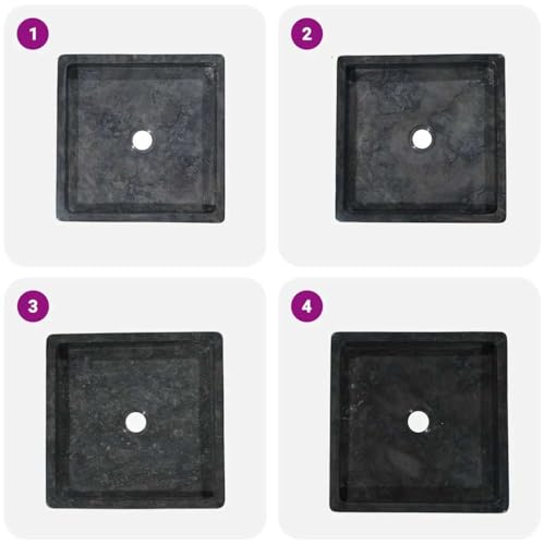 vidaXL Lavabo Lavamanos Inodoro Aseo Cuarto de Baño Cuenca Fregadero Casa Hogar Muebles Mobiliario Decoración Elegante Mármol Negro 40x40x10 cm - imagen 3