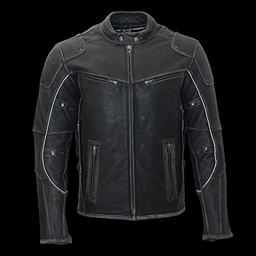 Image of Milwaukee Leather Men's Black Cowhide Quilted Pattern Scooter Style Racing Jacket MLM1545