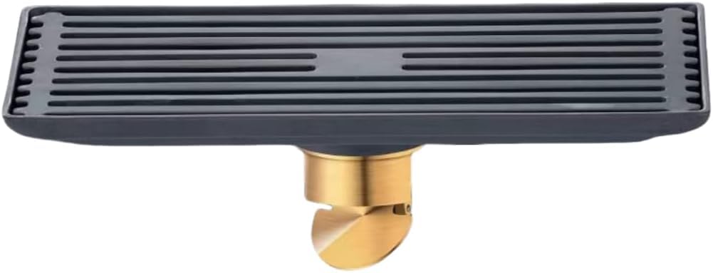 Paqwtyb 10*20Cm Floor Drain, Stainless Steel Gray Long Strip Bathroom Full Copper Deodorizing Core Floor Drain