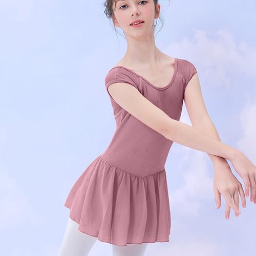 Lmdudan 4-17Y Skirted Leotards Girls Cap Sleeve Leotard Dress for Ballet Dance Gymnastics 2025 Summer Flowy Dresses4