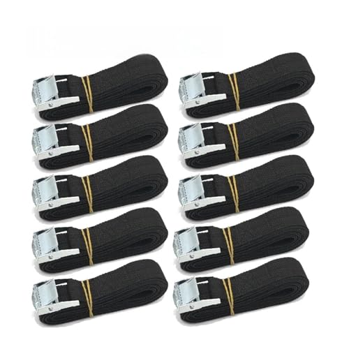 テンションストラップ、 10個入り 6m ヘビーデューティーバックルタイダウンストラップ - 車、オートバイ、バイク用カーゴストラップ、メタルバックル牽引ロープ付き