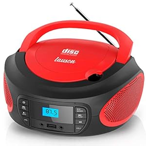 Lauson Draagbare CD-Speler met Digitale FM-Radio en LCD-Scherm | Boombox met USB-Lezer om MP3-Muziek af te Spelen | CD-Speler met Hoofdtelefoonuitgang en Ingebouwde Luidsprekers (Rood)