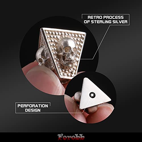 Skull Bead Charm Pendant for Necklace Bracelet 925 Sterling Silver Handcrafted Gothic Rock Punk Diablo Biker Retro Light Silver [Pyramid 60075]3