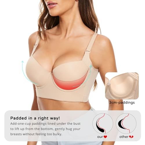 Image of FallSweet Push Up Bras for Women Corset Top Bustier Padded Underwire Bra Add One Cup