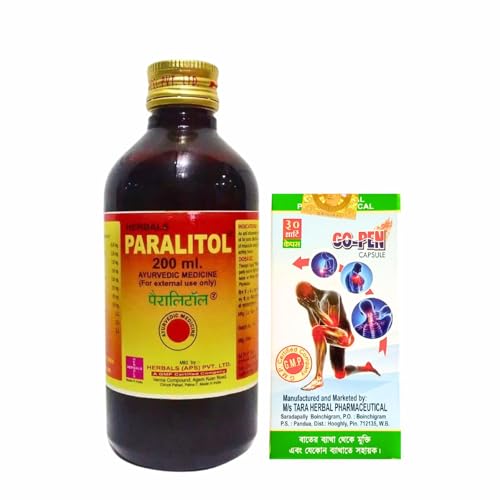 Image of Ayurvedic Paralitol Oil and Go-Pen Capsule | Pain Relief | 200ml & 30caps | Combo Pack