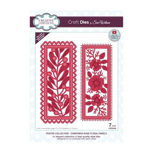Matrice de découpe roses de Noël Sue Wilson Festive Collection 7x15,9 cm