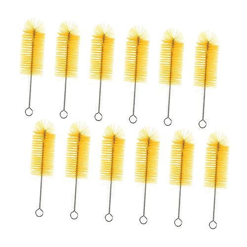 COLLBATH 12pcs Straw Brush Cleaning Brush Bottle Cleaner Wares Brush Cleaner Bottle Brush Cups Cleaning Brush Tea Cup Brush Cleaner Brush Mugs Brush Yellow Nylon