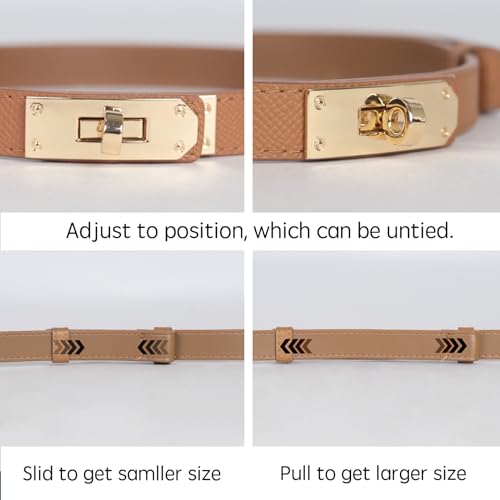 Image of Aurolran Women's Fashion Classic Metal Buckle Leather Belt with Jeans Dress