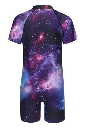 Image of Girls One Piece Rash Guard Swimsuits for Kids UPF 50+ Sun Protection Short Sleeve Swim Shirt