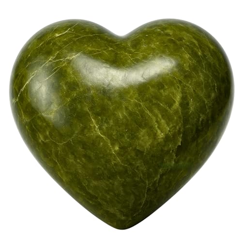 Image of Crystal Heaven Vesuvianite Heart Palm Pebbles Stones For Anxiety Stress Relief Massage - Aaa Grade Original Healing Gemstone Agate Heart Palm Stone For Yoga Meditation Spiritual