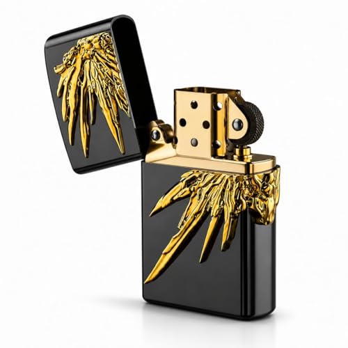 Image of Jpack Premium Angel Wings Jet Flame Lighter - Windproof, Refillable Butane Lighter with Adjustable Flame Slim Design Pocket Lighter (Black)