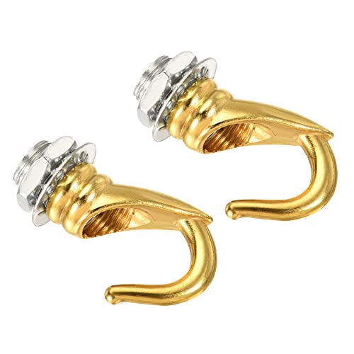 YOKIVE 2 Uds Gancho para Techo Aleación M10, Accesorio Colgante Electrol. | Lámpara Araña Colgante, Ideal para el Hogar (Dorado Electrofocus, 0,91x1,22 Pulgadas)