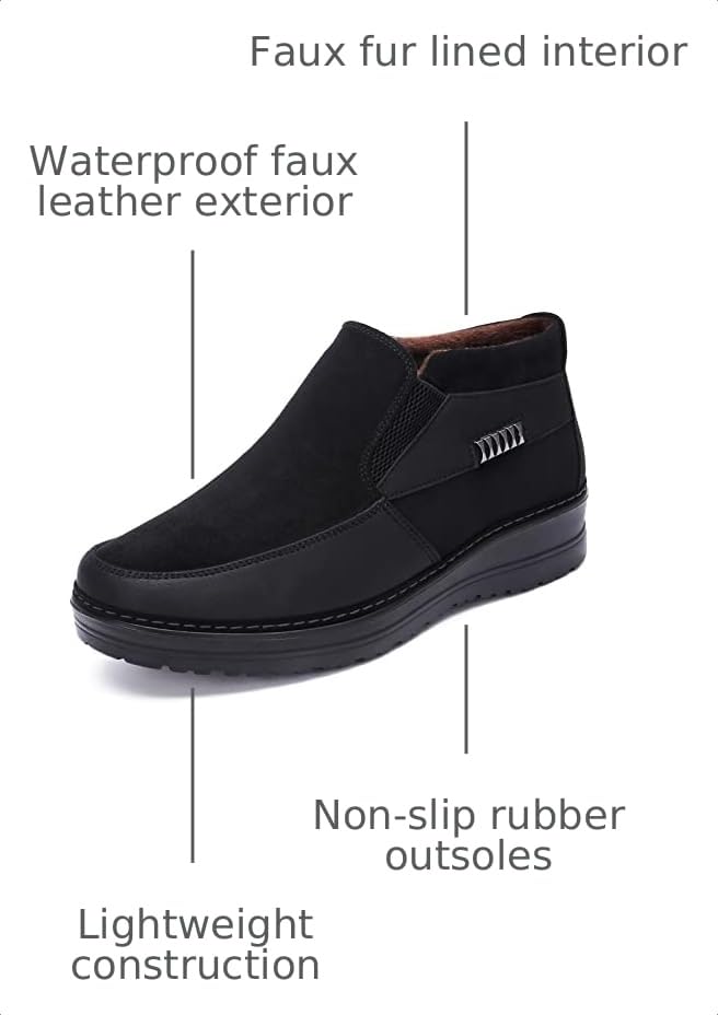 Image of COSIDRAM Men Shoes Winter Snow Boots Cotton-Padded Slip on Casual Warm Walking Sneakers Waterproof House Shoes