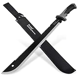 Machete for Bushcraft, 24 inch Survival Knife with Saw for Yard Work, Gardening Heavy Duty Machete with No-Slip Handle and Sheath for Hunting, Outdoor Tree Cutting Esvopa