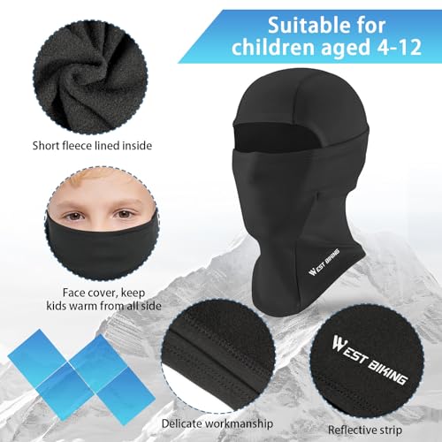 AYPOW Cagoule d'hiver Thermique pour Enfants 4-12Ans, Multifonction Coupe Masque de Ski Cyclisme, Casquette Bonnet Chapeau avec Cache-Cou, pour Garçons et Filles Sports d'hiver en Plein Air … – vue 4