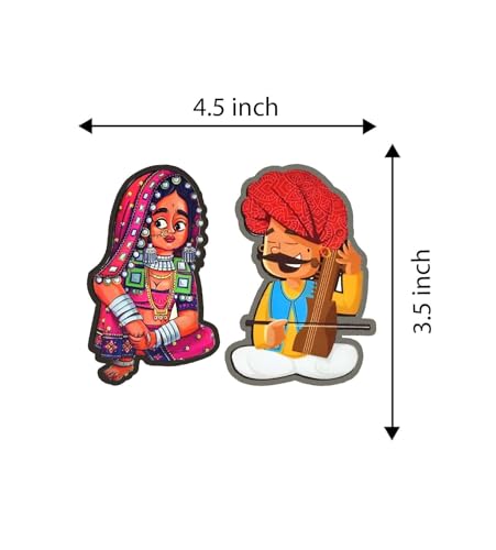 Image of Gift Me Bazar Rajasthani Culture Wooden Fridge Magnet for Home & Kitchen Decor | Refrigerator Magnet Sticker | Magnet for Fridge Decoration