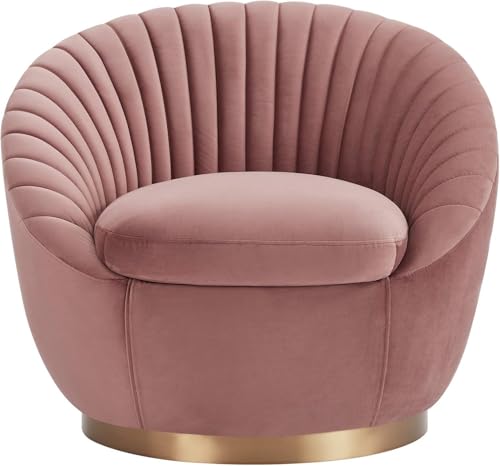 Image of Modern Accent Chair Single Seater Channel Tufted Round Shaped Fluffy Chair for Living Room, Bedroom, Apartment (Ashrose)