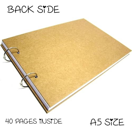 Image of Memories Book Wooden Photo Album Scrapbook | 40 A5 Black Pages | 8x6 Inches | Love Memory Book for Birthday, Anniversary, Couple, Scrapbooking & Gifting