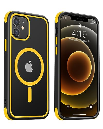 MobNano Custodia magnetica ibrida trasparente per iPhone 12, iPhone 12 Pro, [ricarica wireless + supporto MagSafe] in silicone antiurto duro trasparente per esterni Football Phone 12 12pro cover