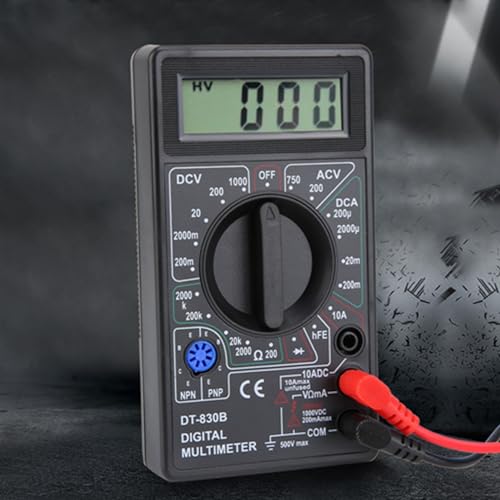 Garosa Digital Multimeter Voltmeter Multifunctional Portable Ammeter Ohmmeter Current Voltage Tester LCD Display with Test Wires for Automotive Household Appliances