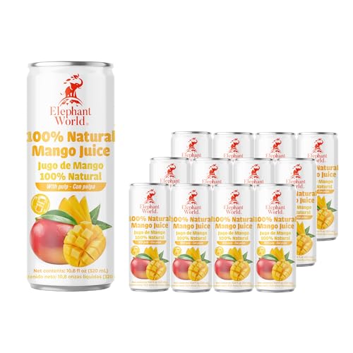 Image of Elephant World 100% Natural Mango Juice | NON GMO | 10.8 oz (Pack of 12), Mango