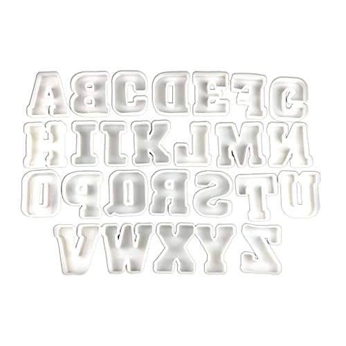Xzbnwuviei 26 Stück Silikon-Alphabet-Formen, große Buchstabenformen, Epoxidharz-Formen für Bastelarbeiten, Geburtstag, Party, Hochzeit, Heimdekoration Cover