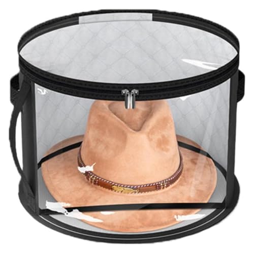 AFUJANSHE Hat Box Hat Storage Box Stackable Round Brimmed Hat Organizer Bag Container Women's Travel Hat Box Cowboy Hat Organizer Foldable Travel Hat Box (Grey)
