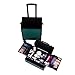 Karl home 4 in 1 Makeup Train Case Rolling Cosmetic Trolley Large Capacity Travel Organizer with Key 360°Swivel Wheels Suitcase for Beauticians Hairstylists Nail Tech Students,Dark Green