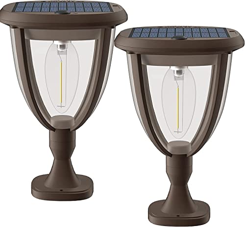 Fliti Solar Post Lights Outdoor, Waterproof Fence Post Lights Solar Powered, Super Large Solar Panel Supply Dusk To Dawn Outdoor Lighting, Solar Deck Post Lights Decorations Patio Porch Railing,2 Pack #TOP8