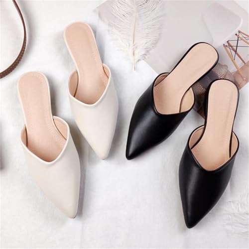 Women's Leather Pointed Toe Closed Toe Mules Comfortable Slip On Office Flats for Business Casual Professional Wear3