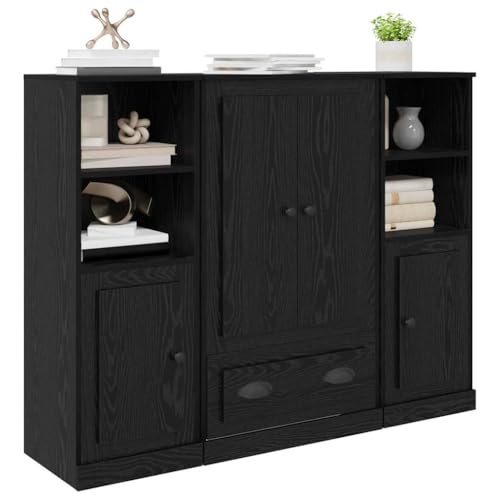 Aparador de madera de roble negro de 3 piezas: el orden perfecto para su comedor familiar 4